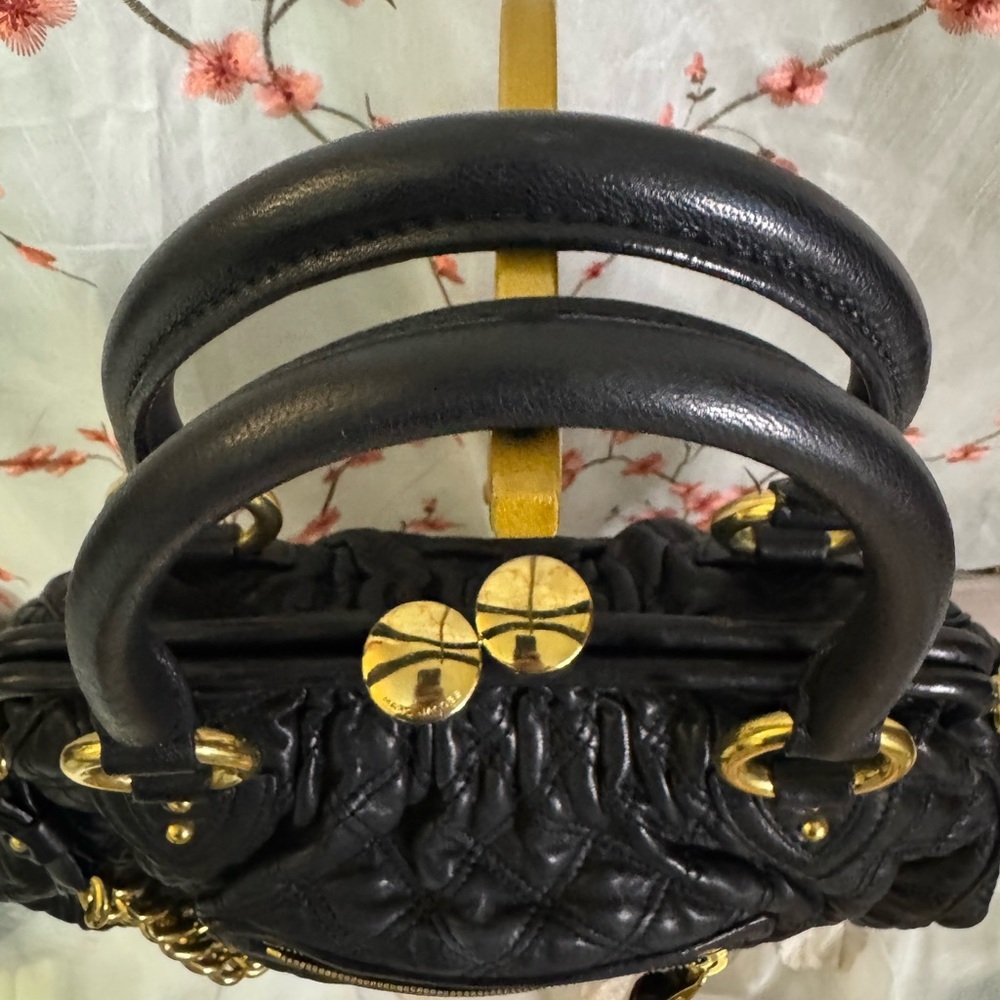 Mark Jacob’ Black Quilted Handbag with Gold hardware and Accents - Picture 3 of 10